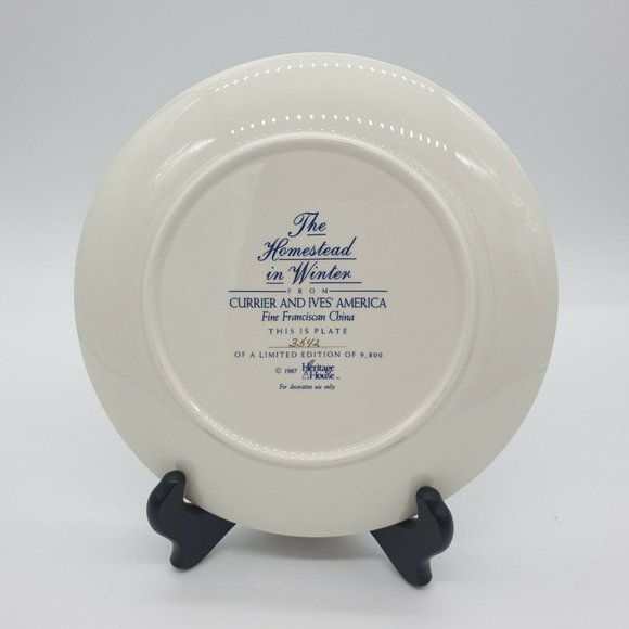 Currier and Ives Collector Plate 1987 The Homestead In Winter Vintage Decorative - Picture 4 of 9